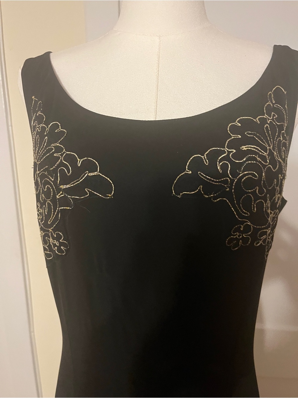 Christian Lacroix Midnight Garden Gown – Gold Embroidery & Lace